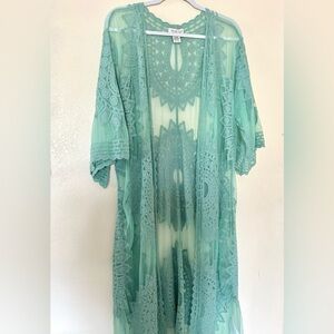 Rachel Zoe Teal Lace Mesh Cover-up